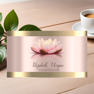 Lotusblüten-Goldstreifen-Roségold-Yoga-Lehrerin Visitenkarte