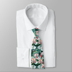 Lotusblüten & Seerosenblätter Nahtlos Elegant Flor Krawatte