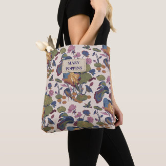 Lotusteich in Creme Blau Grün Pink, Ihr Name Tasche