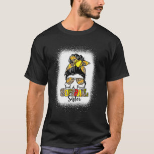 Loud and Proud Softball Sister Leopard Messy Bun m T-Shirt