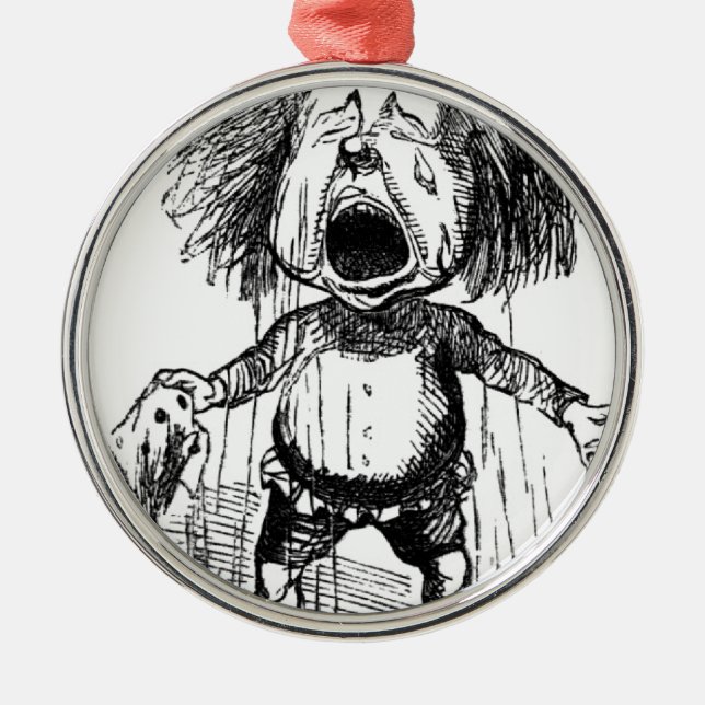 Loud Cry Boy Funny Cartoon Zeichne Tränen Silbernes Ornament (Vorne)
