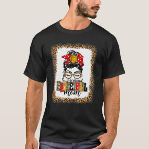Loud & Proud Basketball Mama Messy Bun Leopard Ble T-Shirt