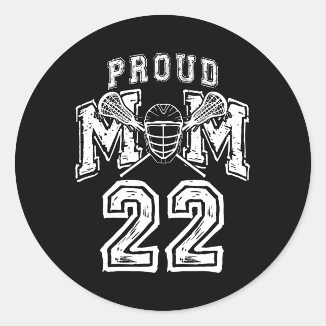 Loud Proud Lacrosse Mama Number Player 22 Mama Fam Runder Aufkleber (Vorderseite)