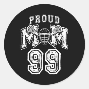 Loud Proud Lacrosse Mama Number Player 99 Mama Fam Runder Aufkleber