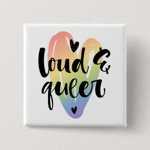 Loud & Queer Watercolor Heart Button