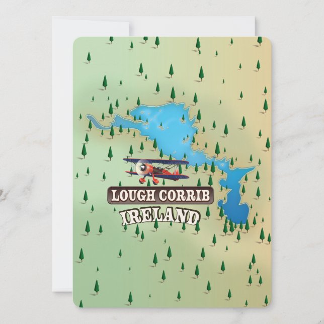 Lough Corrib Irland Vintage Karte. (Vorderseite)