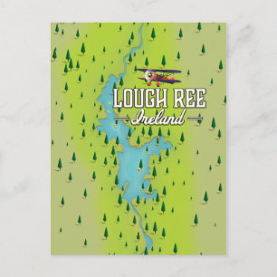Lough Ree Ireland Vintag Map. Postkarte