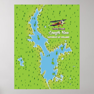 Lough Ree Republik Irland Karte, irisch lough, l Poster