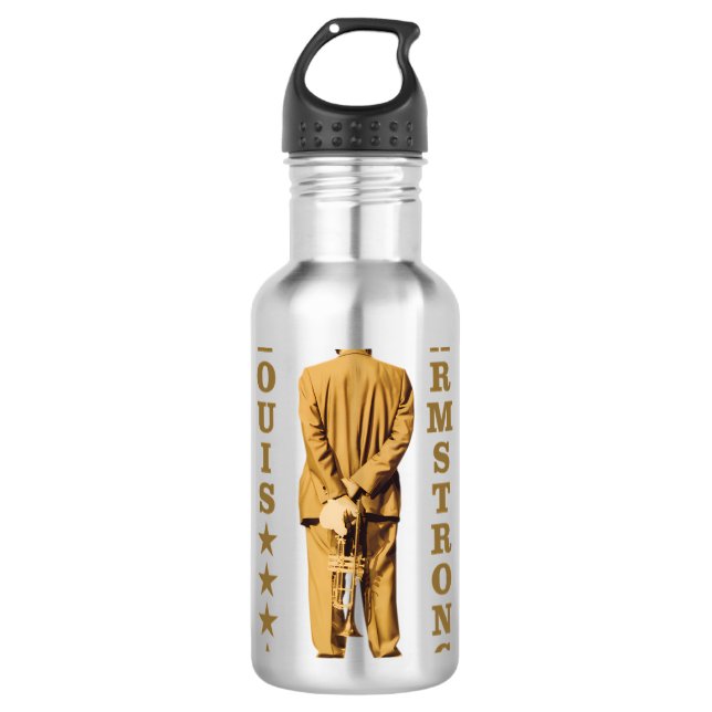 Louis Armstrong Edelstahlflasche (Vorderseite)