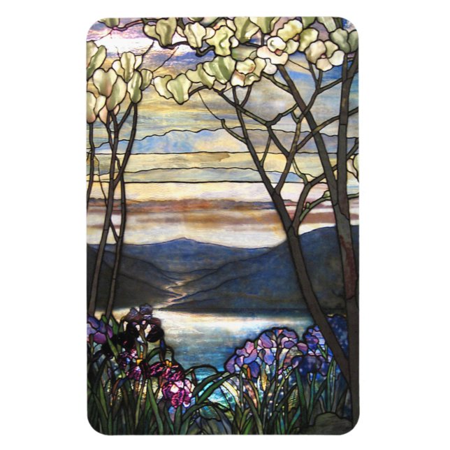 Louis Comfort Tiffany - Stained Glass 4 Magnolias Magnet (Vertikal)