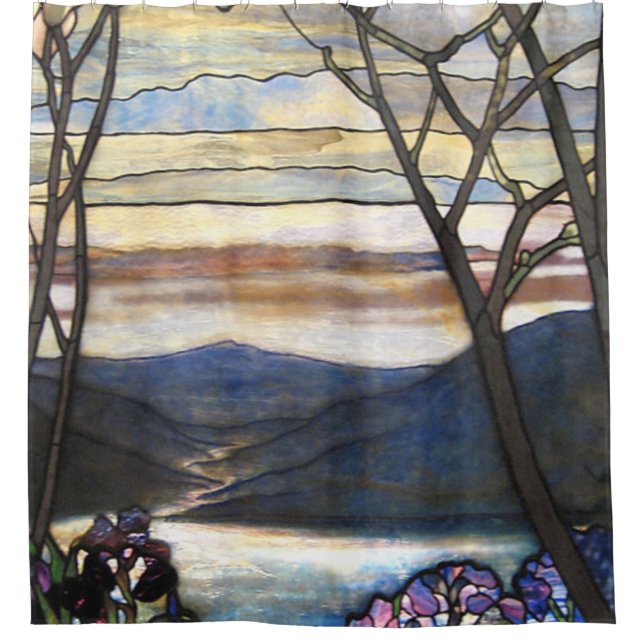 Louis Comfort Tiffany - verkettetes Glas 4 Magnoli Duschvorhang (Vorderseite)