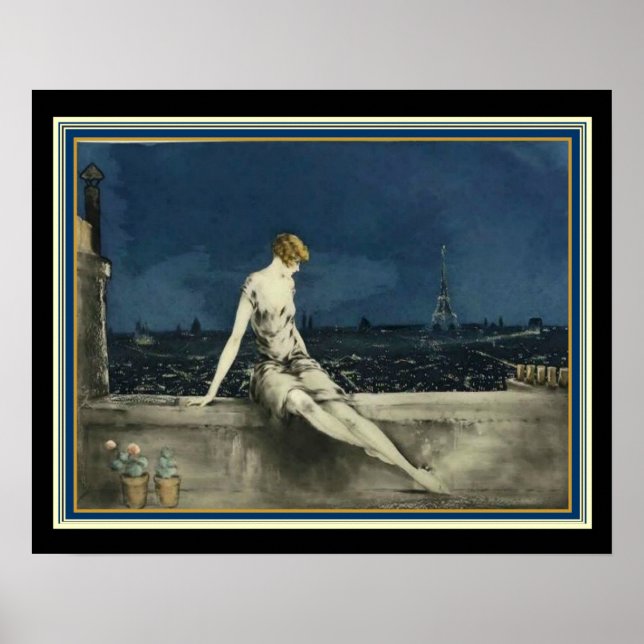 Louis Icart "Balcony in Paris" Deko Print 16x20 (Vorne)
