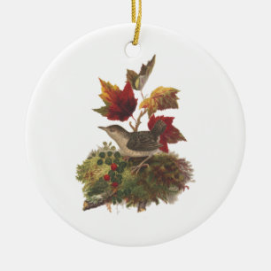Louis Prang Bird with Autumn Foliage (1873) Kunst Keramik Ornament