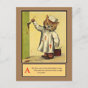 Louis Wain, Alphabet A Katze, Kunstpostkarte Postkarte