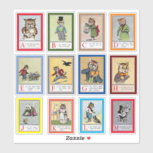 Louis Wain Alphabet Cats (A-M) Aufkleber