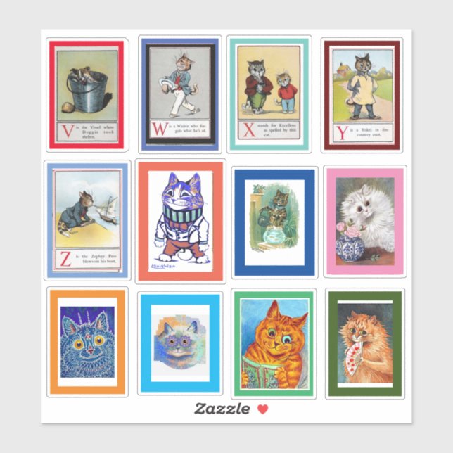 Louis Wain Alphabet Cats (V-Z) Aufkleber (Blatt)