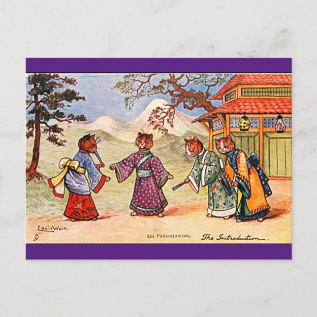 Louis Wain, Art de chat en kimono japonais  Carte  (Devant)