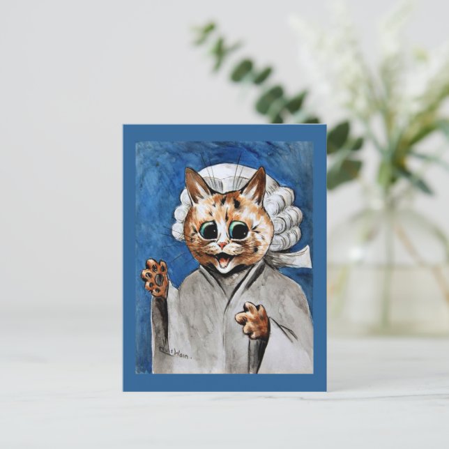 Louis Wain art, The Barrister, Postkarte (Stehend Vorderseite)