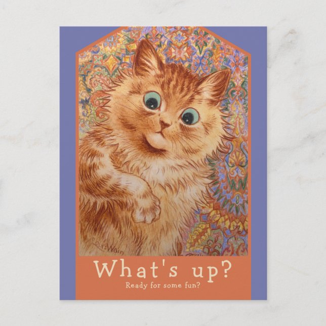 Louis Wain Astonished ginger cat invitation CC1083 (Devant)