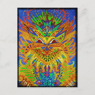 Louis Wain - Blue Paisley Cat Postkarte