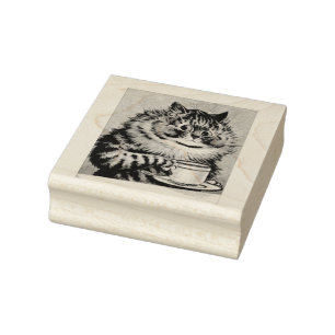 louis wain café chat art tampon caoutchouc