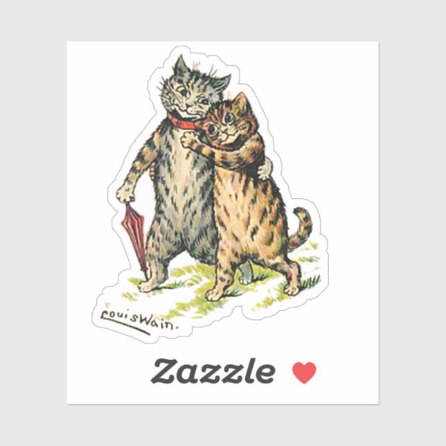 Louis Wain Cat Couple Aufkleber (Blatt)