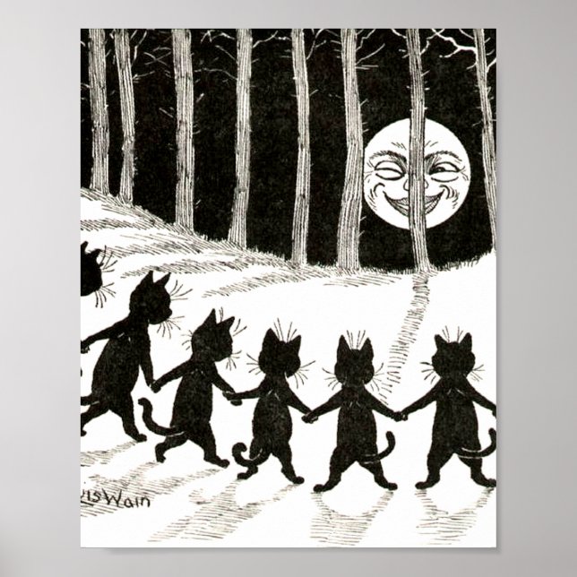 Louis Wain Cat Full Moon Poster (Vorne)