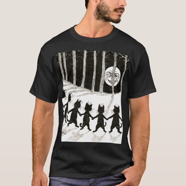 Louis Wain Cat Full Moon T-Shirt (Vorderseite)