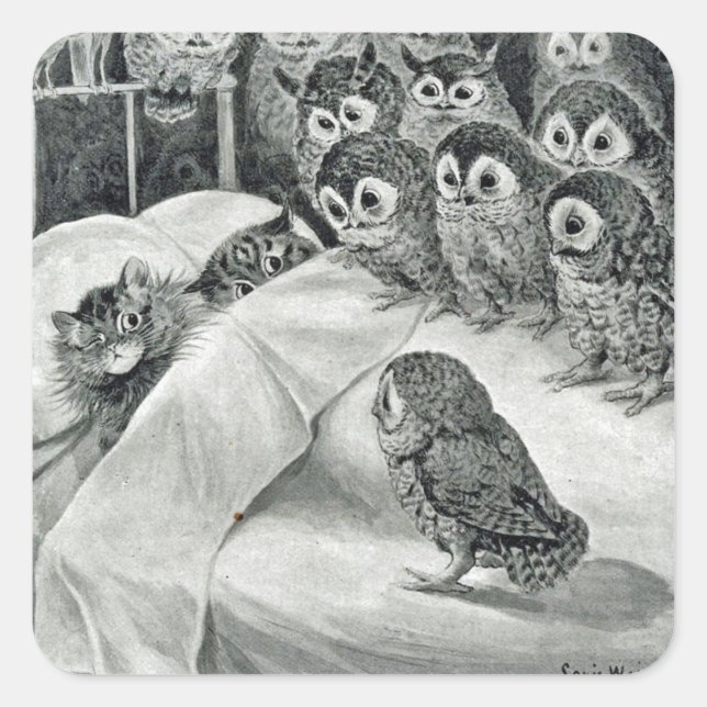 Louis Wain Cat Nightmare Quadratischer Aufkleber (Vorderseite)