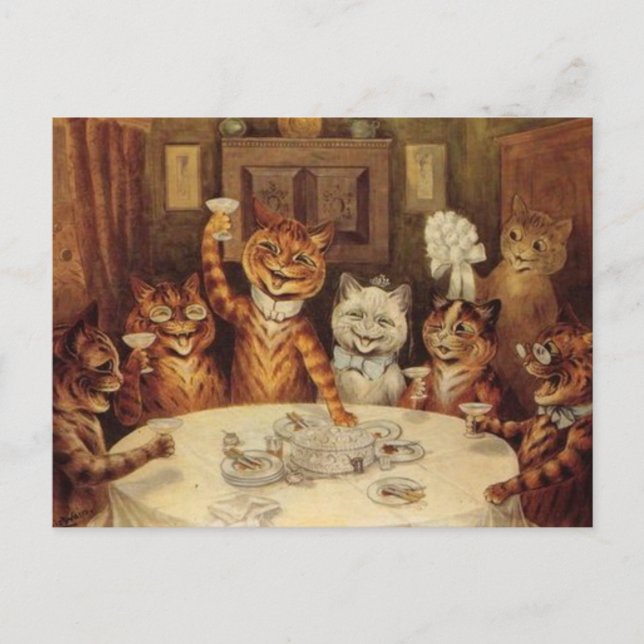 LOUIS WAIN CATS CAT CELEBRATION PARTY Postkarten (Vorderseite)