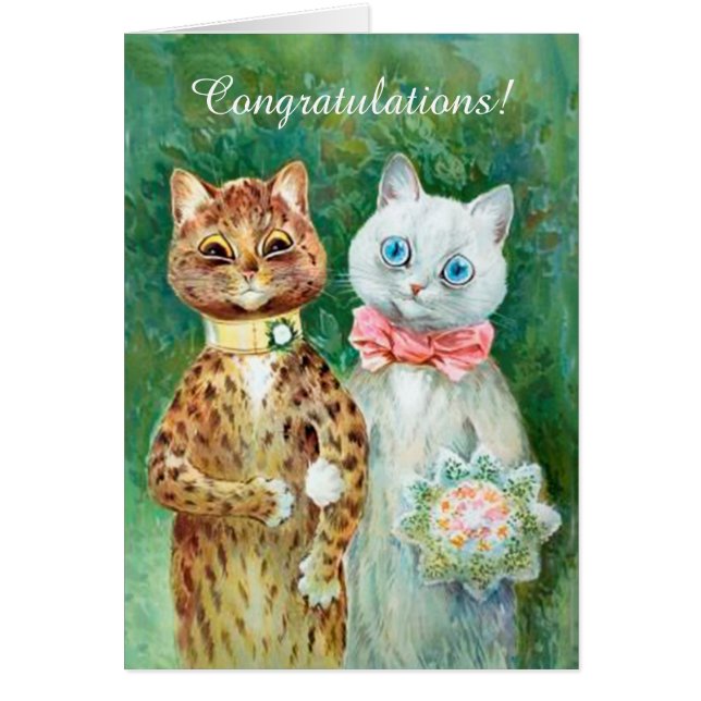 Louis Wain Cats Mariage carte de félicitations (Devant)