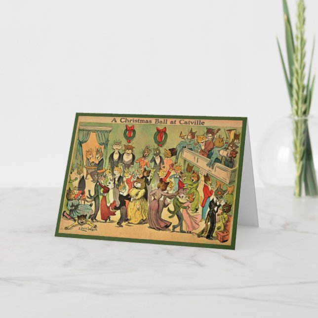 Louis Wain - Catville Ball Chirstmas Karte (Vorderseite)