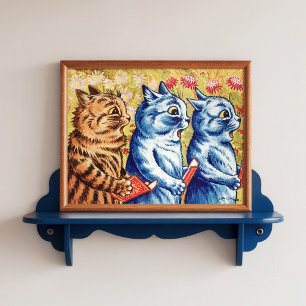 Louis Wain Chanter Chats Poster vintage Whimsical