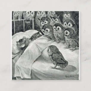 Louis Wain Chat Nightmare Owl Bird Quadratische Visitenkarte