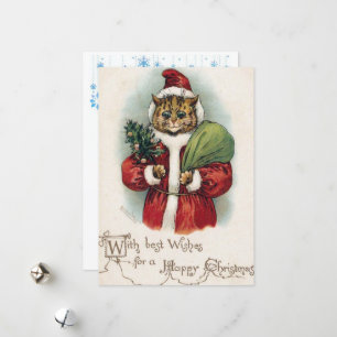 Louis Wain Christmas Cat Flat Grußkarte Feiertagskarte