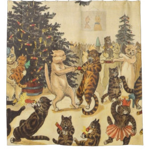 Louis Wain Christmas Party Duschvorhang