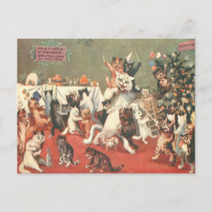 Louis Wain Christmas Party Postkarte