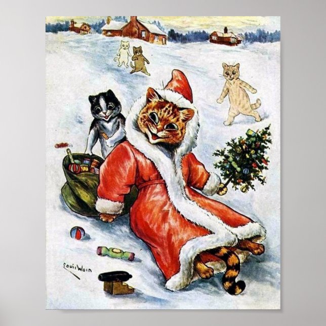 Louis Wain Christmas Santa Cat Poster (Vorne)