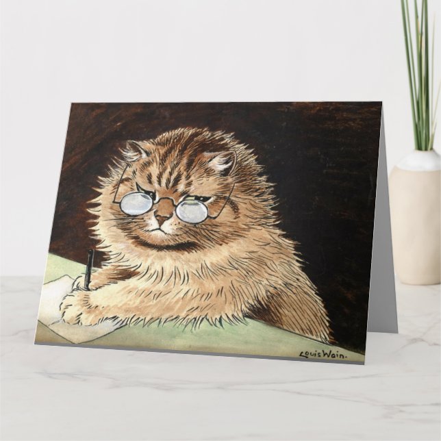 LOUIS WAIN DENKEN SIE AN DIE GRAUE CAT-Grußkarte Karte (Vorderseite)