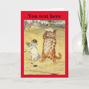 Louis Wain Golfing Cats Card Karte