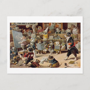 Louis Wain, Hundeakademie, Feiertagspostkarte
