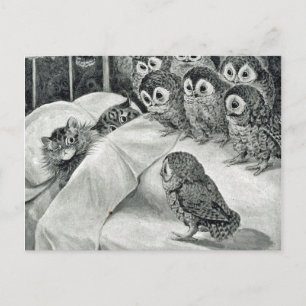 Louis Wain Katze Alptraum Eule Vogel Postkarte