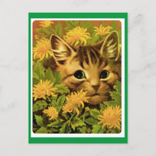 Louis Wain, Katze in Blume, Art Postkarte