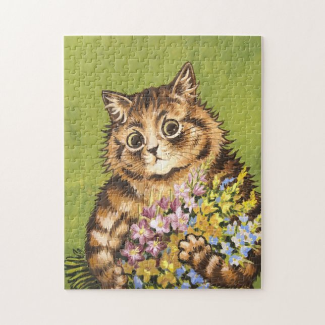 Louis Wain Katze mit Blumen (Vertikal)
