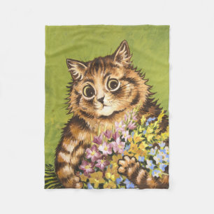 Louis Wain Katze mit Blumen Fleecedecke