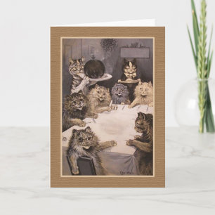 Louis Wain Katzen „Cat Feast“ Grußkarte Karte