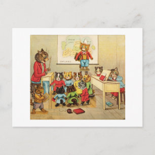 Louis Wain, Katzen in der Schule, Feiertagspostkarte