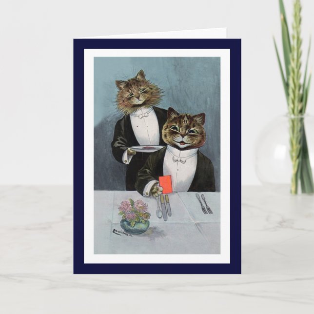 Louis Wain — Katzen in Tuxedos — Niedliche Vintage Karte (Vorderseite)