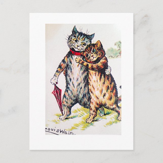 Louis Wain, liebliches Cat Couple, Art Postkarte (Vorderseite)