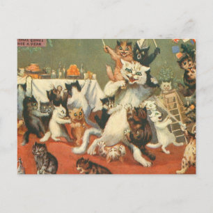 Louis Wain Merry Christmas Postkarte